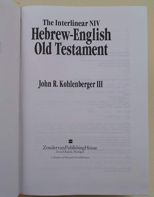 THE INTERLINEAR NIV- HEBREW-ENGLISH OLD TESTAMENT(1987)