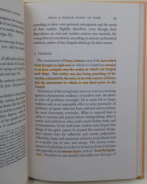 THE STUDY OF THE SYNOPTIC GOSPELS-NEW APPROACH AND OUTLOOKS(1965)