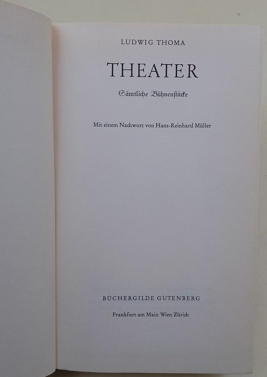 Theater-Samtliche Buhnenstucke