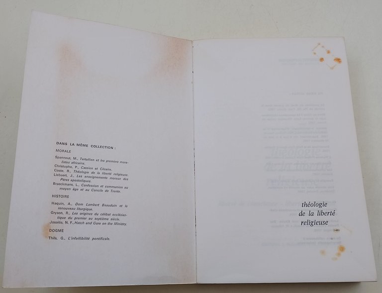 Theologie de la liberte religeuse,-liberte' de conscience, liberte' de religion