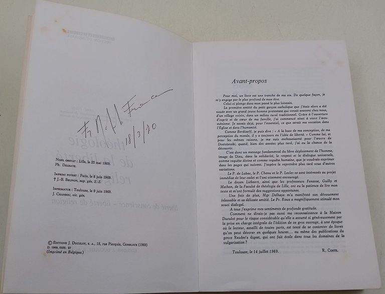 Theologie de la liberte religeuse,-liberte' de conscience, liberte' de religion