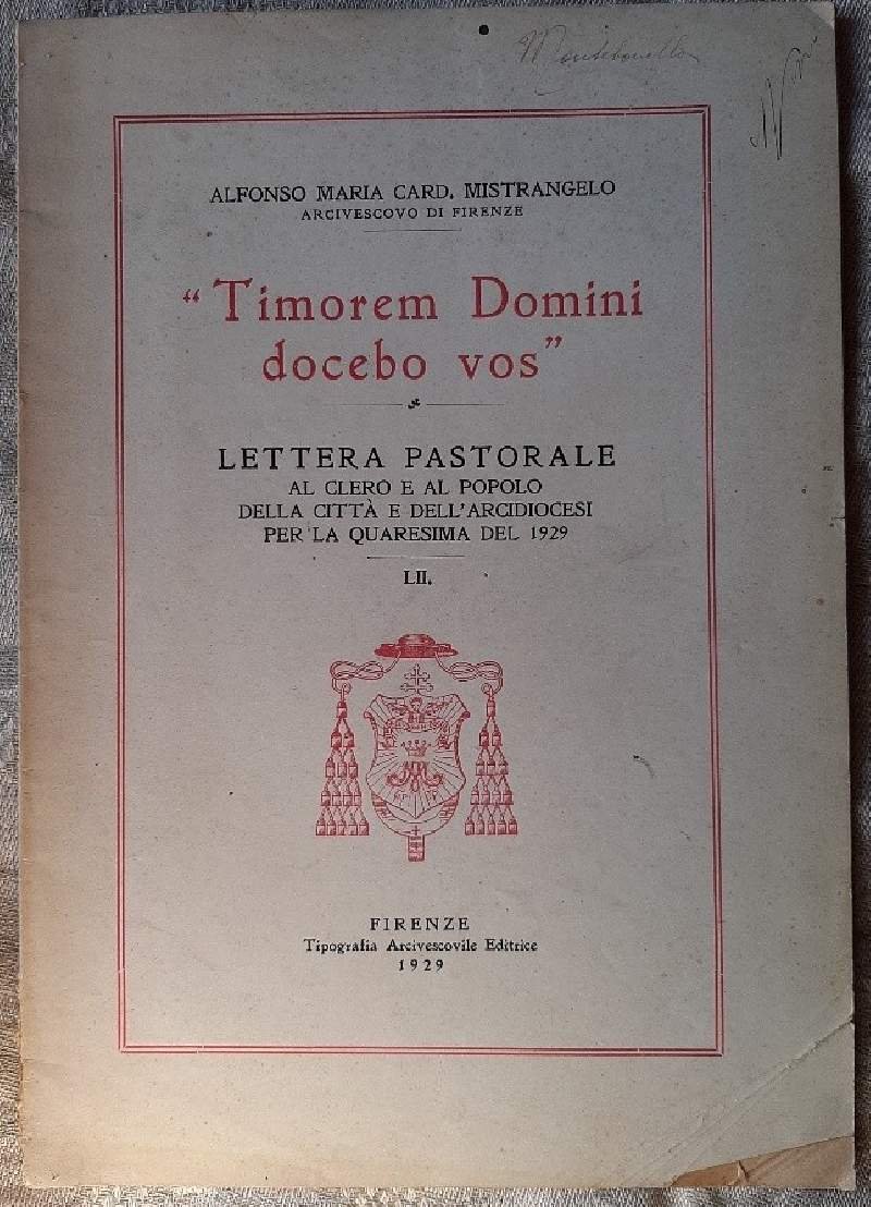 TIMOREM DOMINI DOCEBO VOS-LETTERA PASTORALE PER LA QUARESIMA DEL 1929-LII( … | Immagine principale