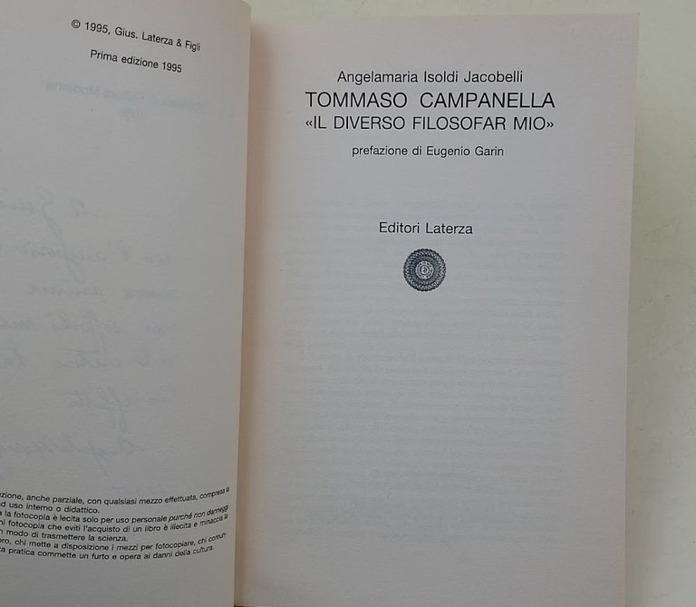 Tommaso Campanella. Il diverso filosofar mio