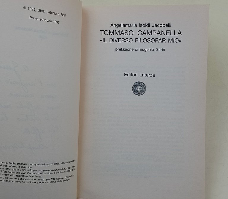 Tommaso Campanella. Il diverso filosofar mio