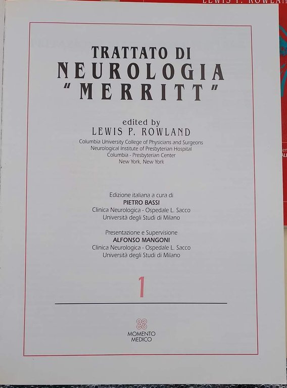 TRATTATO DI NEUROLOGIA MERRITT- 4 VOLL. IN COFANETTO-( 1992)