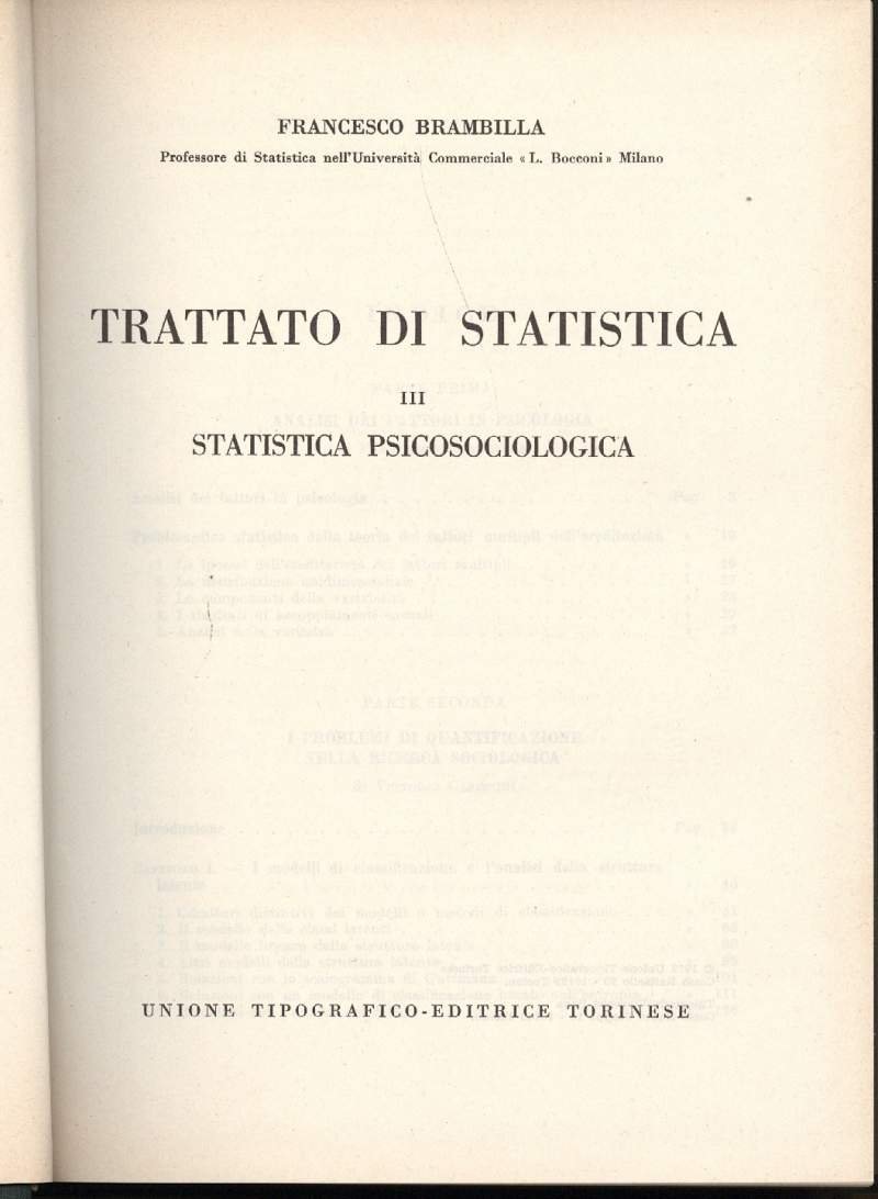 TRATTATO DI STATISTICA III- Statistica psicosociologica