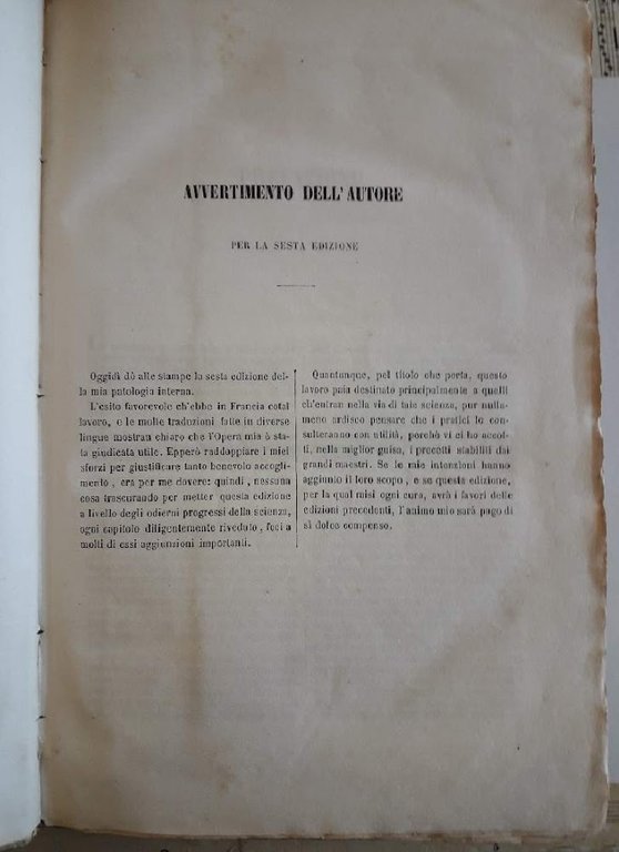 TRATTATO ELEMENTARE E PRATICO DI PATOLOGIA INTERNA-vol I-II(1856)