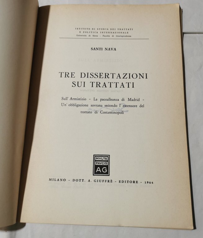 Tre dissertazioni sui trattati