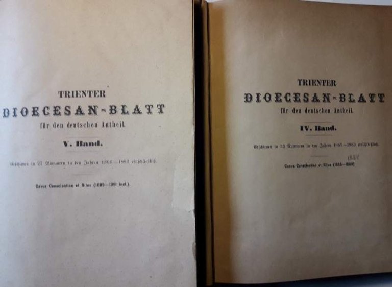 TRIENTER DIOCESAN-BLATT FUR DEN DEUTSCHEN ANTHEIL-IV &amp; V BAND-2 voll.(1892)