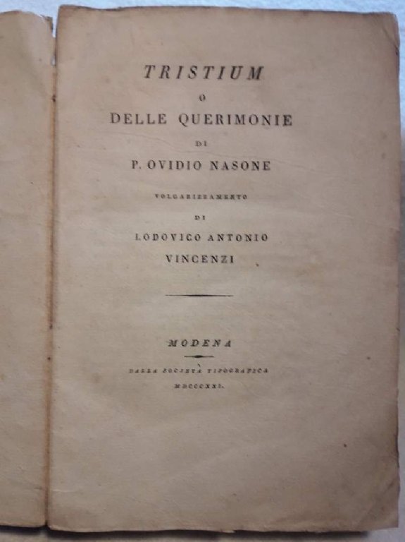 TRISTIUM O DELLE QUERIMONIE(1821)