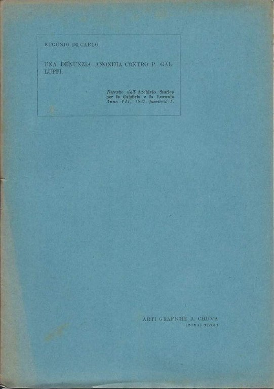 UNA DENUNZIA ANONIMA CONTRO P. GALLUPPI (1937)