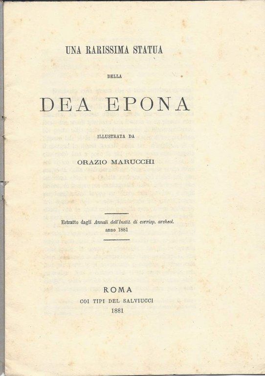 UNA RARISSIMA STATUA DELLA DEA EPONA (1881)