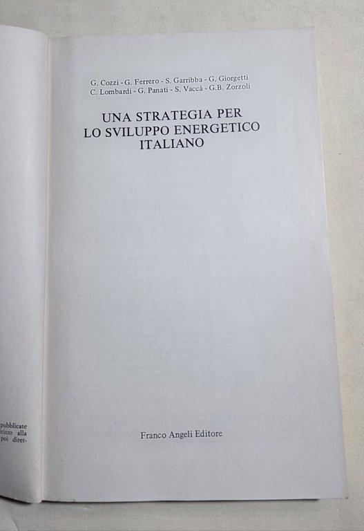 Una strategia per lo sviluppo energetico italiano