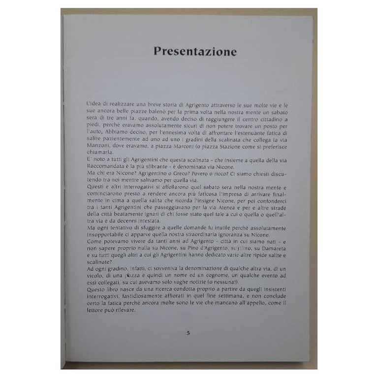 UNA VIA, UNA STORIA-STRADARIO STORICO CITTA' DI AGRIGENTO(1996)