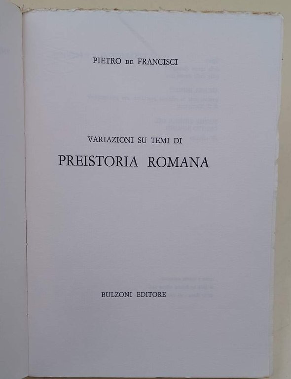VARIAZIONI SUI TEMI DI PREISTORIA ROMANA(1974)