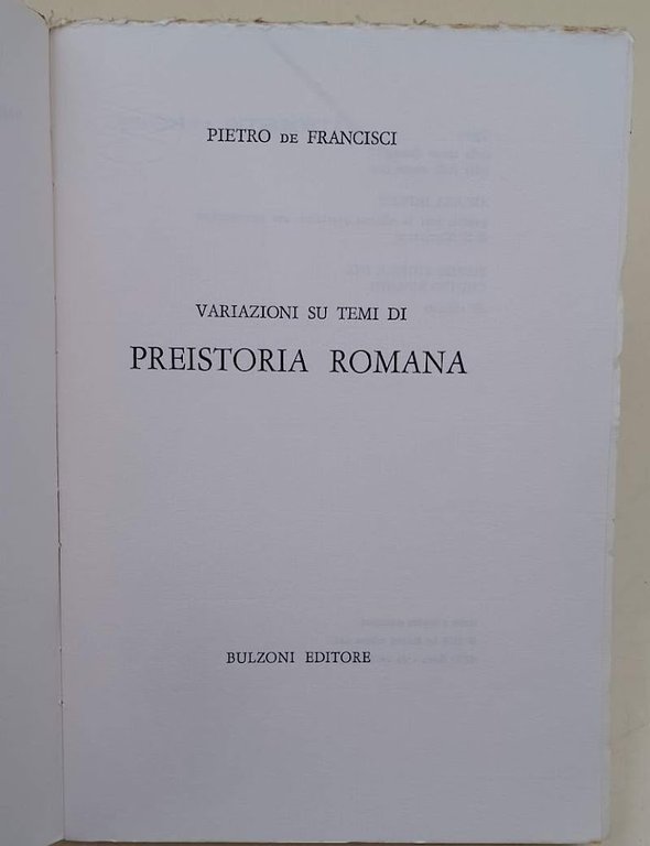 VARIAZIONI SUI TEMI DI PREISTORIA ROMANA(1974)
