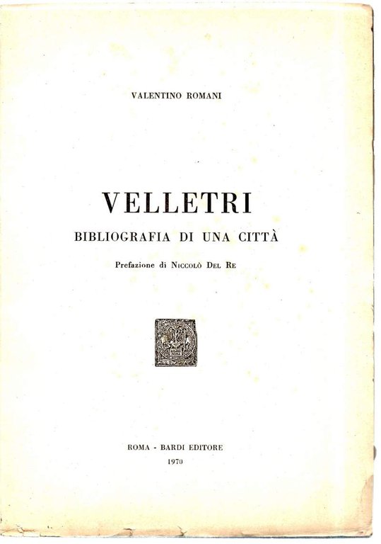 VELLETRI Bibliografia di una Città