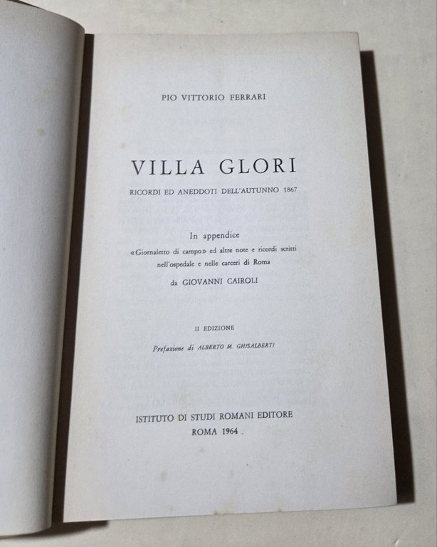 Villa Glori - Ricordi ed anneddoti dell'autunno 1867