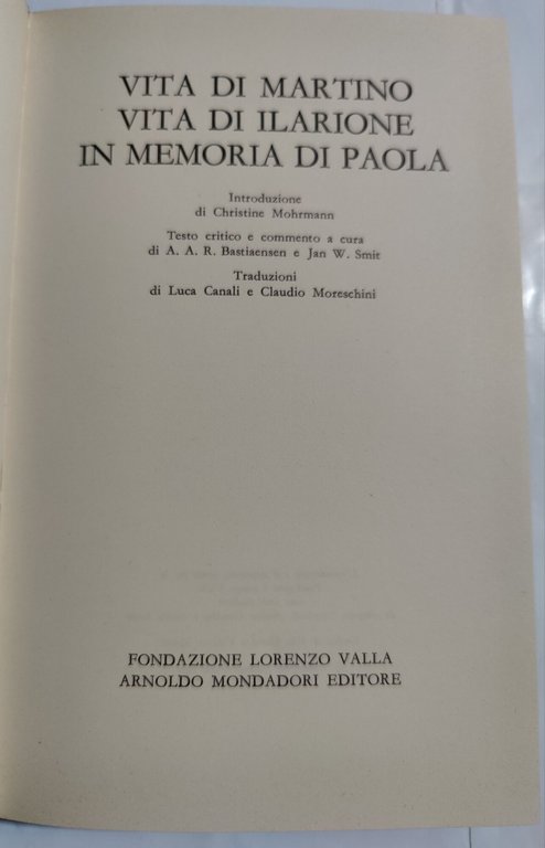 Vita di Martino - Vita di Ilarione - In memoria …