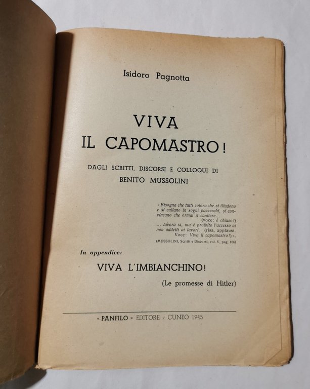 Viva il capomastro! - Dagli scritti, discorsi e colloqui di …