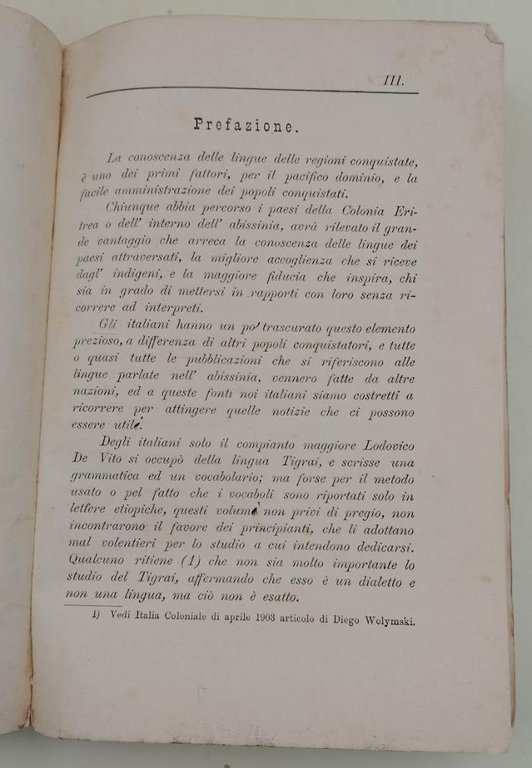 VOCABOLARIO ITALIANO -TIGRAI E TIGRAI-ITALIANO(1904)