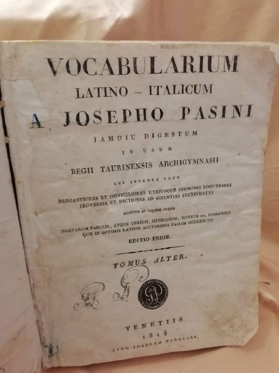 VOCABOLARIUM LATINO-ITALICUM A. JOSEPHO PASINI(1814)