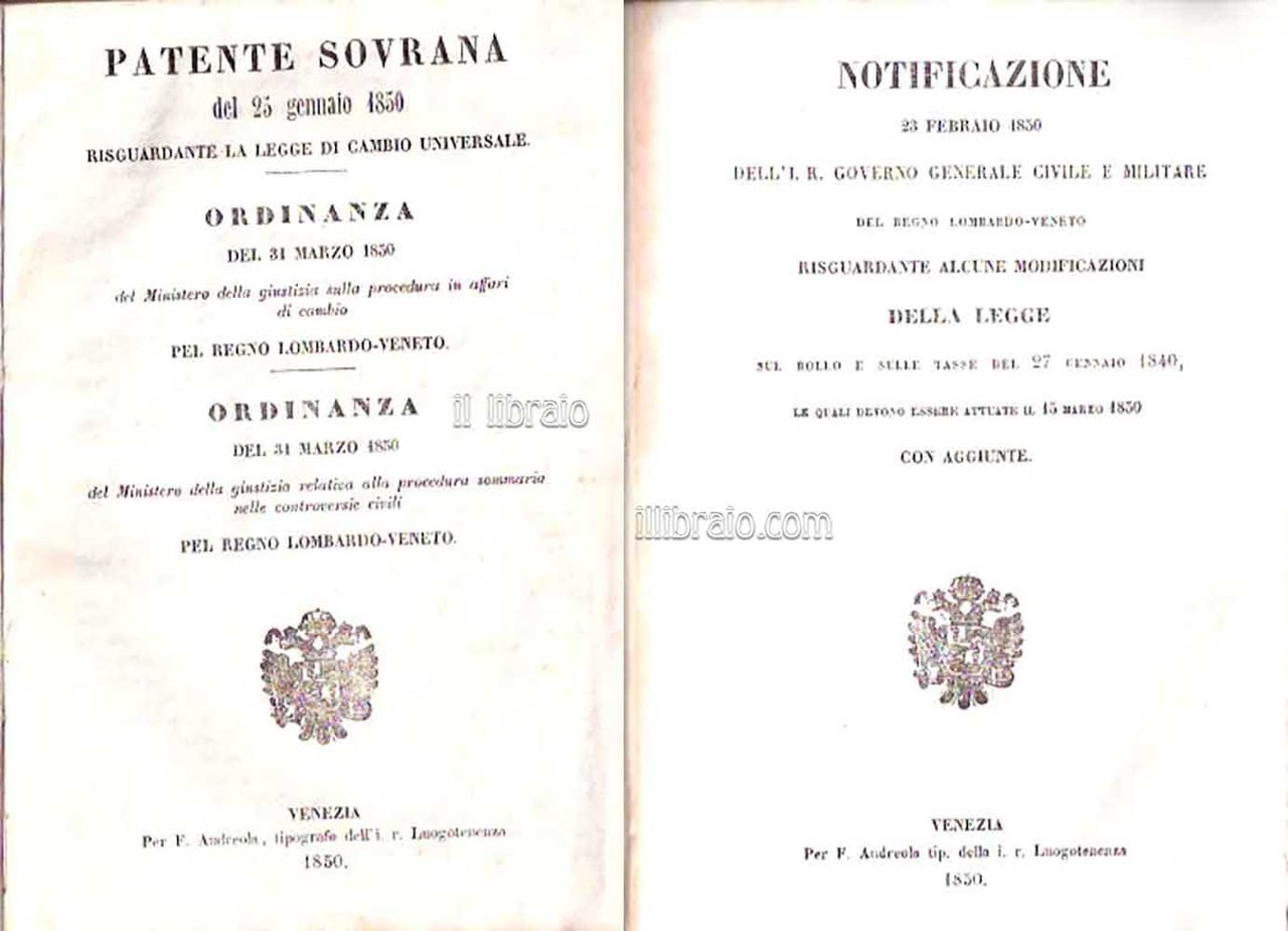 Patente sovrana del 25 gennaio 1850 riguardante la legge di …