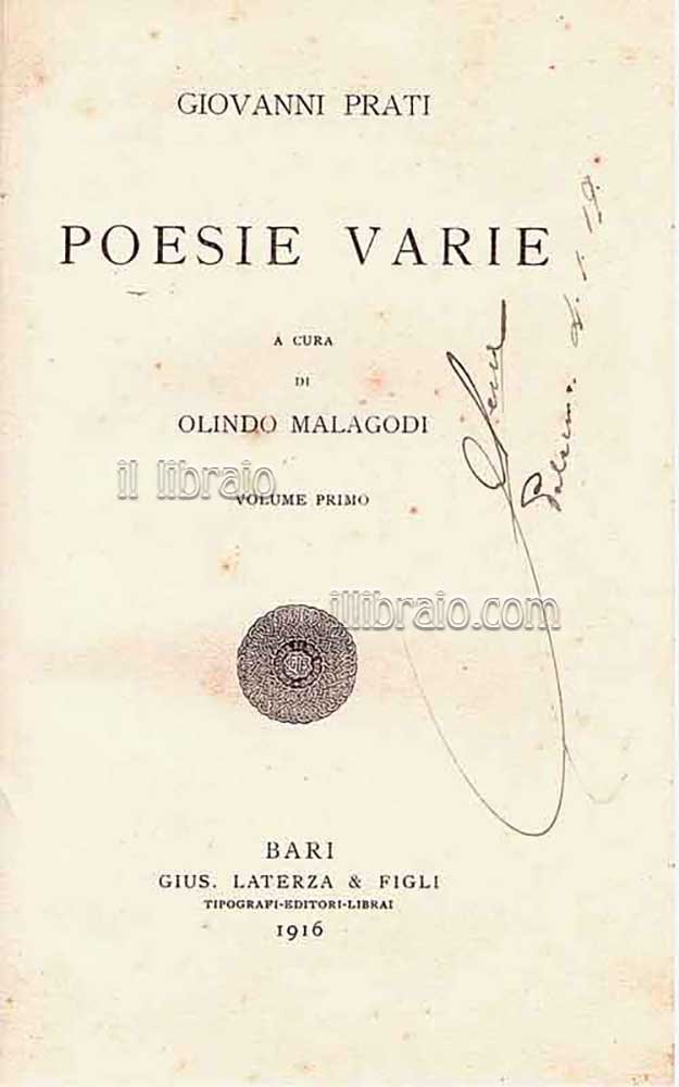 Poesie varie. I