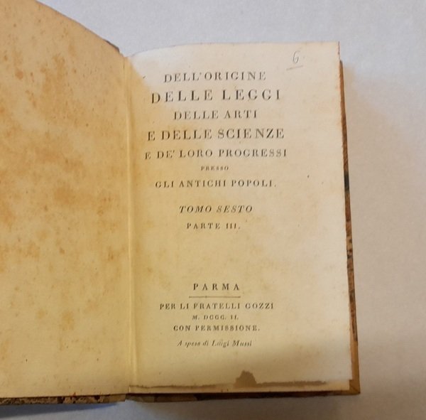 Dell'origine delle leggi delle arti e delle scienze e dei …