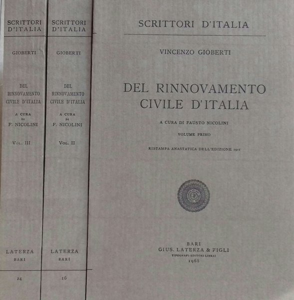 DEL RINNOVAMENTO CIVILE D'ITALIA (3 Volumi)