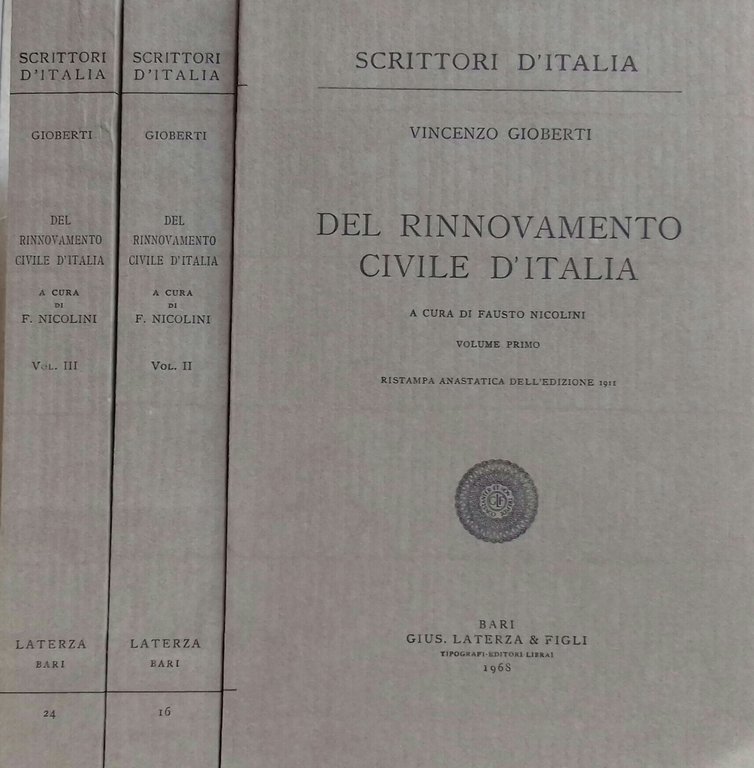 DEL RINNOVAMENTO CIVILE D'ITALIA (3 Volumi)