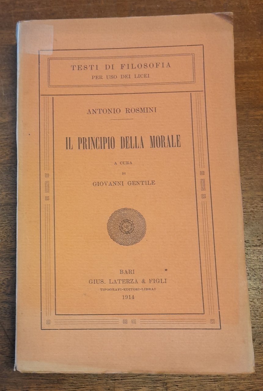 IL PRINCIPIO DELLA MORALE