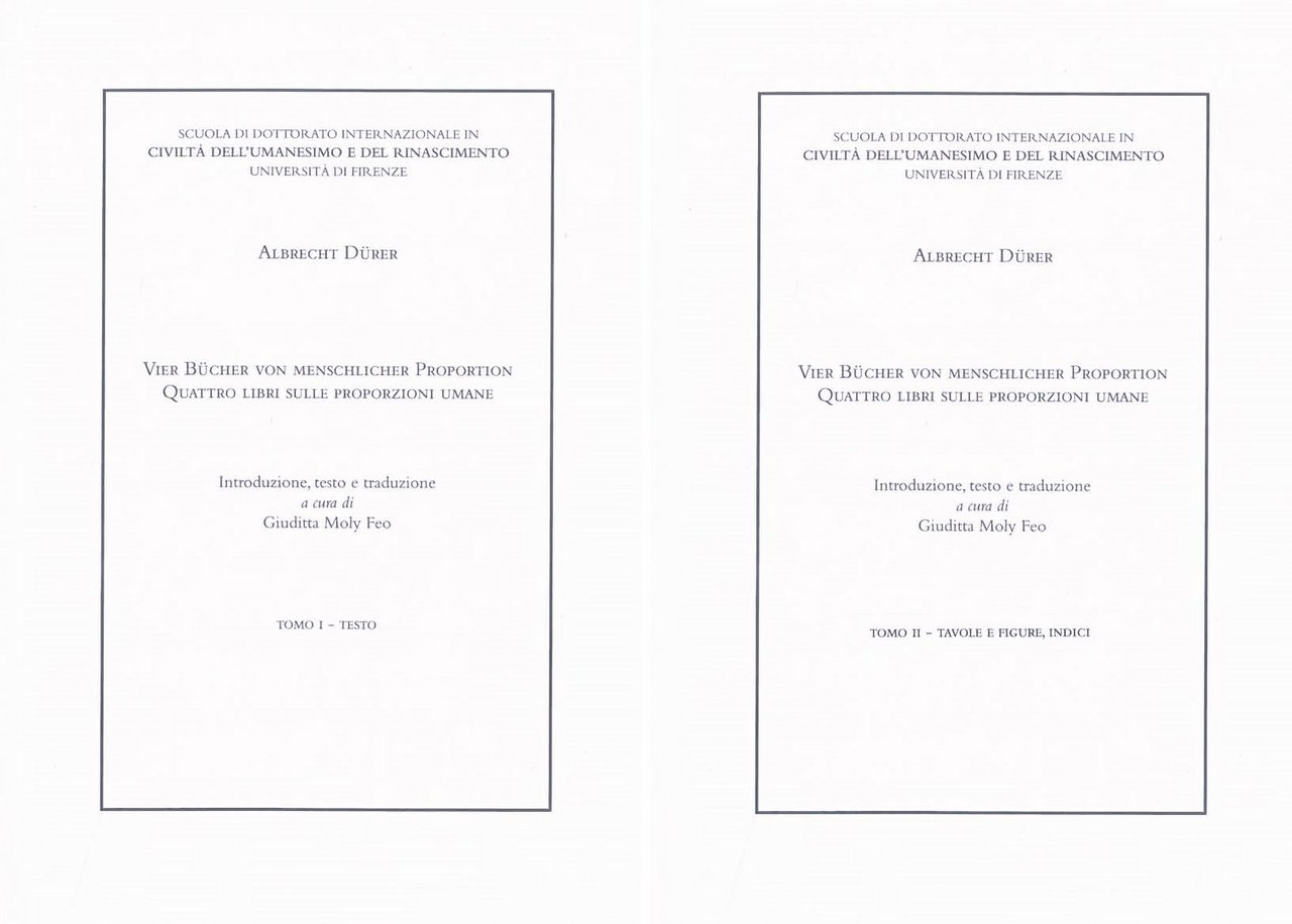 VIER BUCHER VON MENSCHLICHER PROPORTION - QUATTRO LIBRI SULLE PROPORZIONI … | Immagine principale