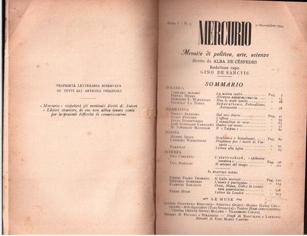Mercurio Mensile di politica, arte, scienze - diretto da Alba …