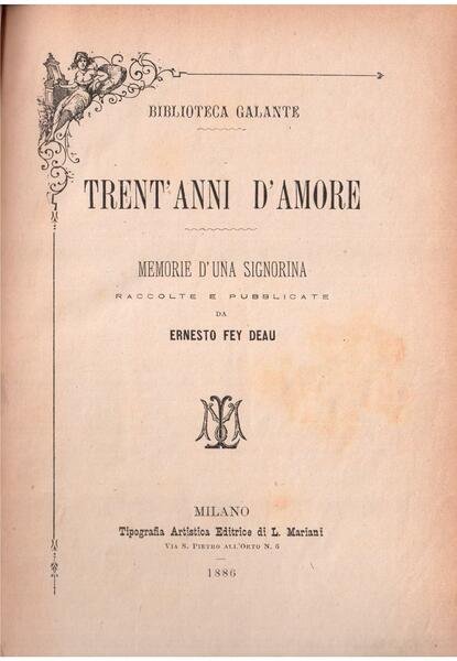 Trent'anni d'amore Memorie d'una signorina