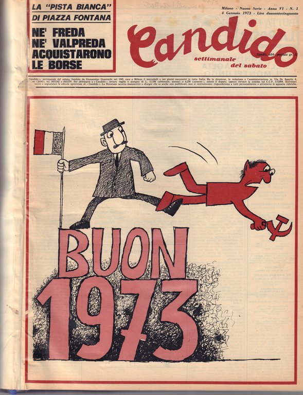 Candido-settimanale del sabato fondato da Giovannino Guareschi- annata completa del 1973 in 2 volumi