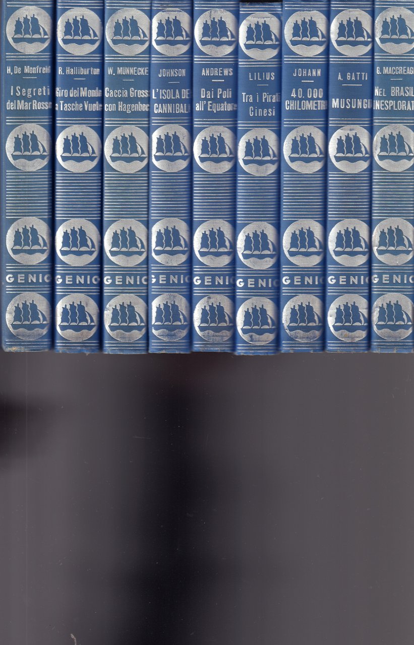Collana Intorno al mondo-Viaggi-Avventure-Lotto di 9 libri anni '30