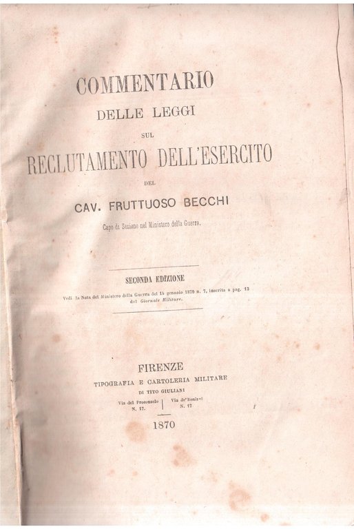 Commentario delle leggi sul reclutamento dell'esercito-Codice penale militare marittimo