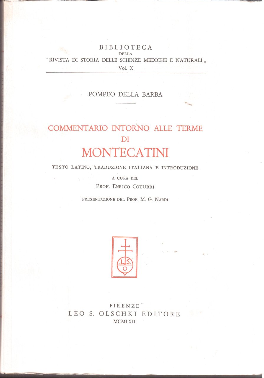 Commentario intorno alle terme di Montecatini Testo latino,traduzione italiana e …