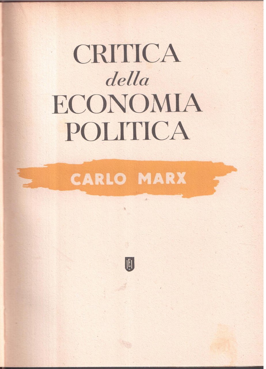 Critica della economia politica