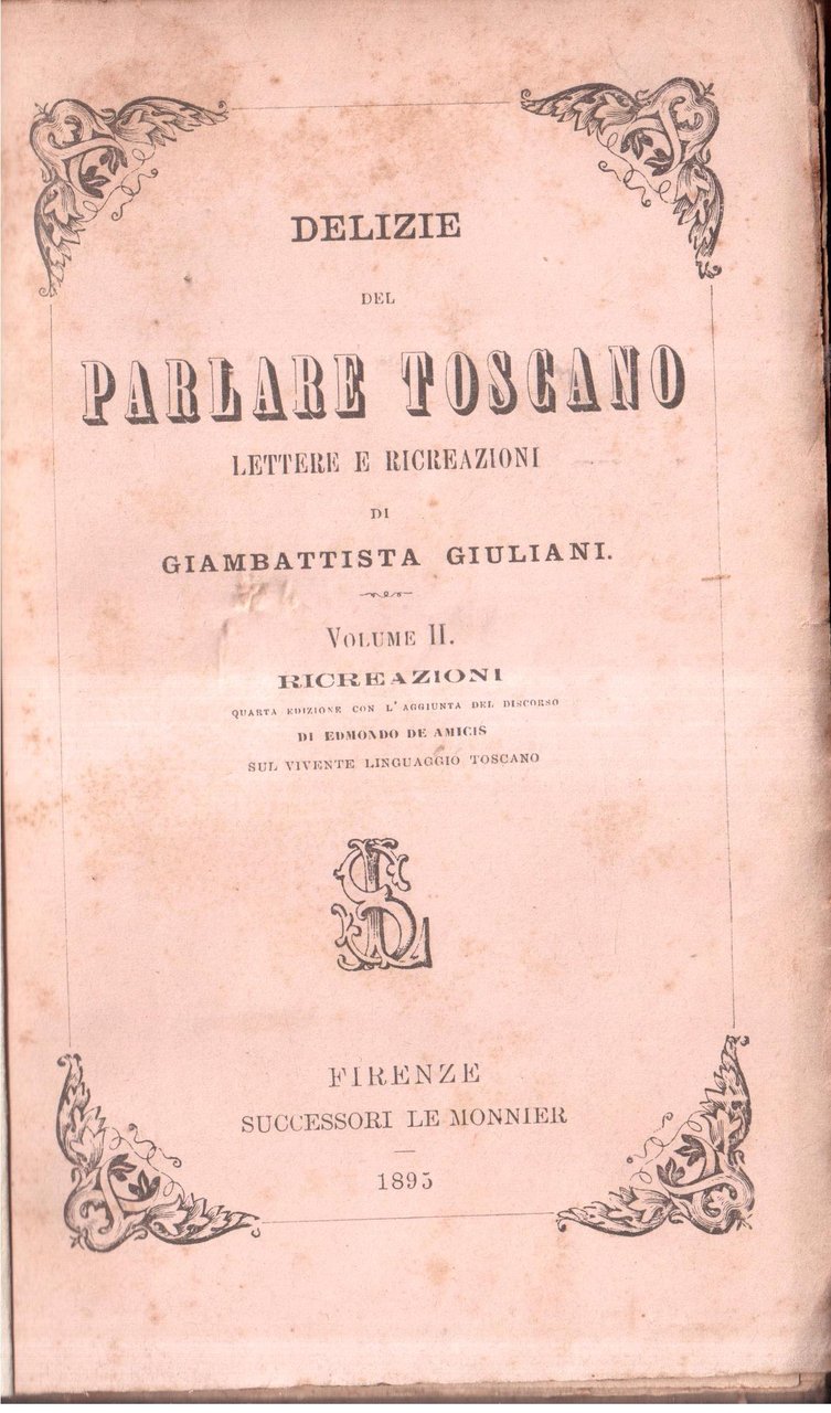 Delizie del parlare toscano- volume secondo- Ricreazioni