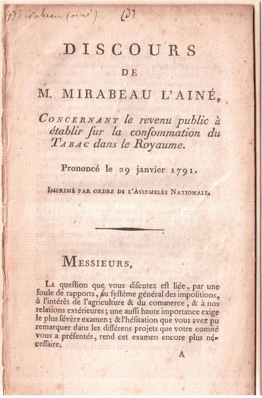 Discours de M. Mirabeau l'Ainé, concernant le revenu public à …