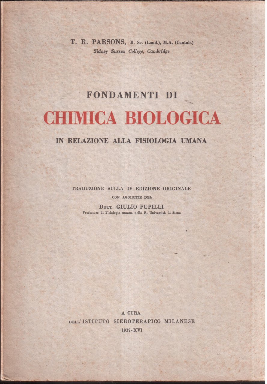 Fondamenti di chimica biologica in relazione alla fisiologia umana