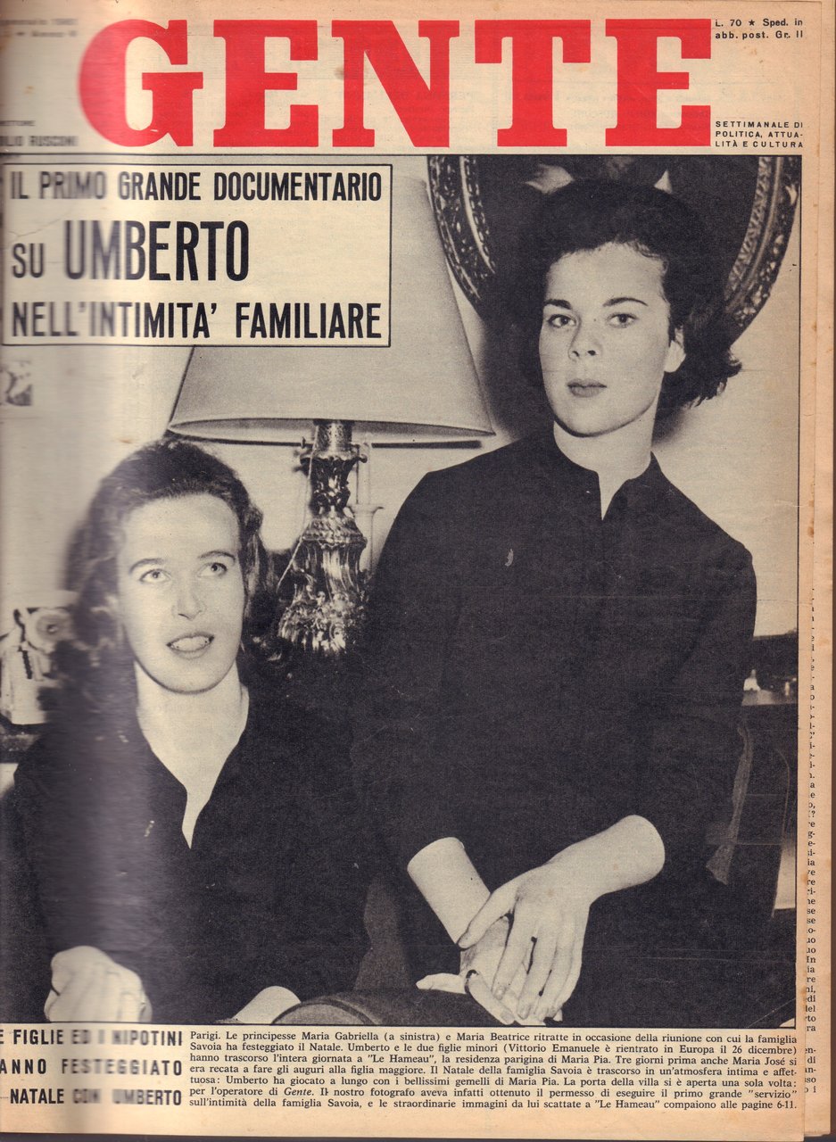 Gente- Settimanale di politica, attualità e cultura- Annata completa 1961