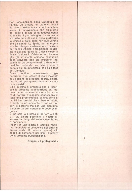 Gruppo " I Protagonisti " - Cattedrale occupata