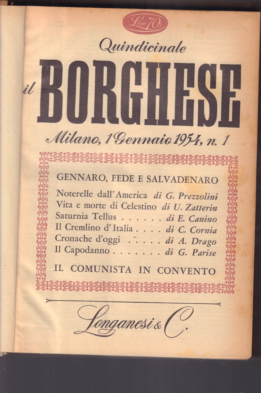 Il Borghese-Settimanale- Annata completa 1954- Rilegati in 2 volumi- (27097)
