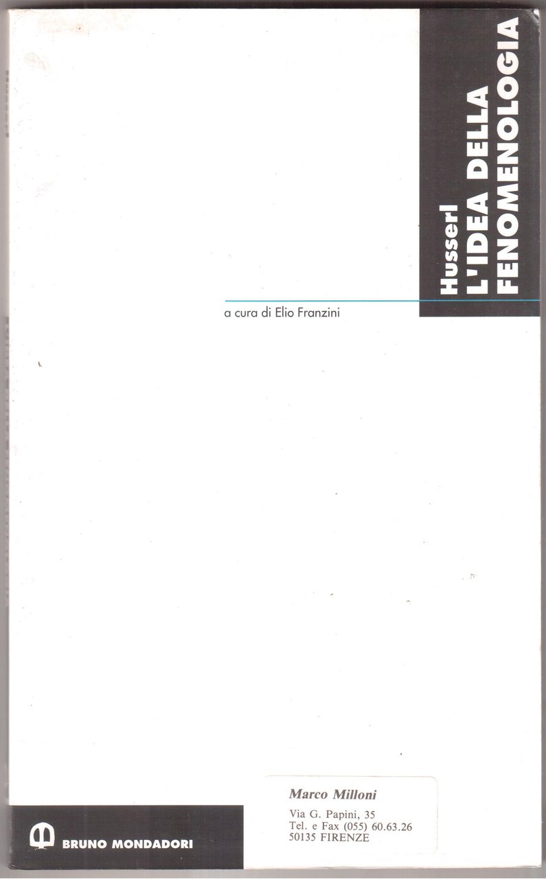 L' idea della fenomenologia - Cinque lezioni - a cura …