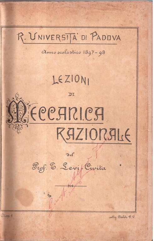 Lezioni di meccanica razionale - Regia Università di Padova- Anno …