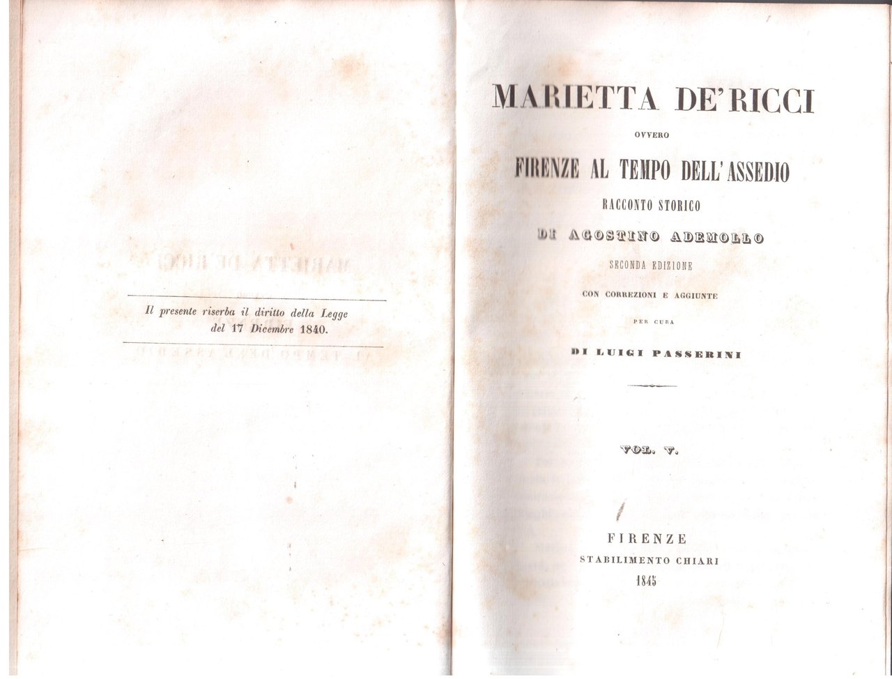 Marietta De' Ricci ovvero Firenze al tempo dell'assedio - volume …