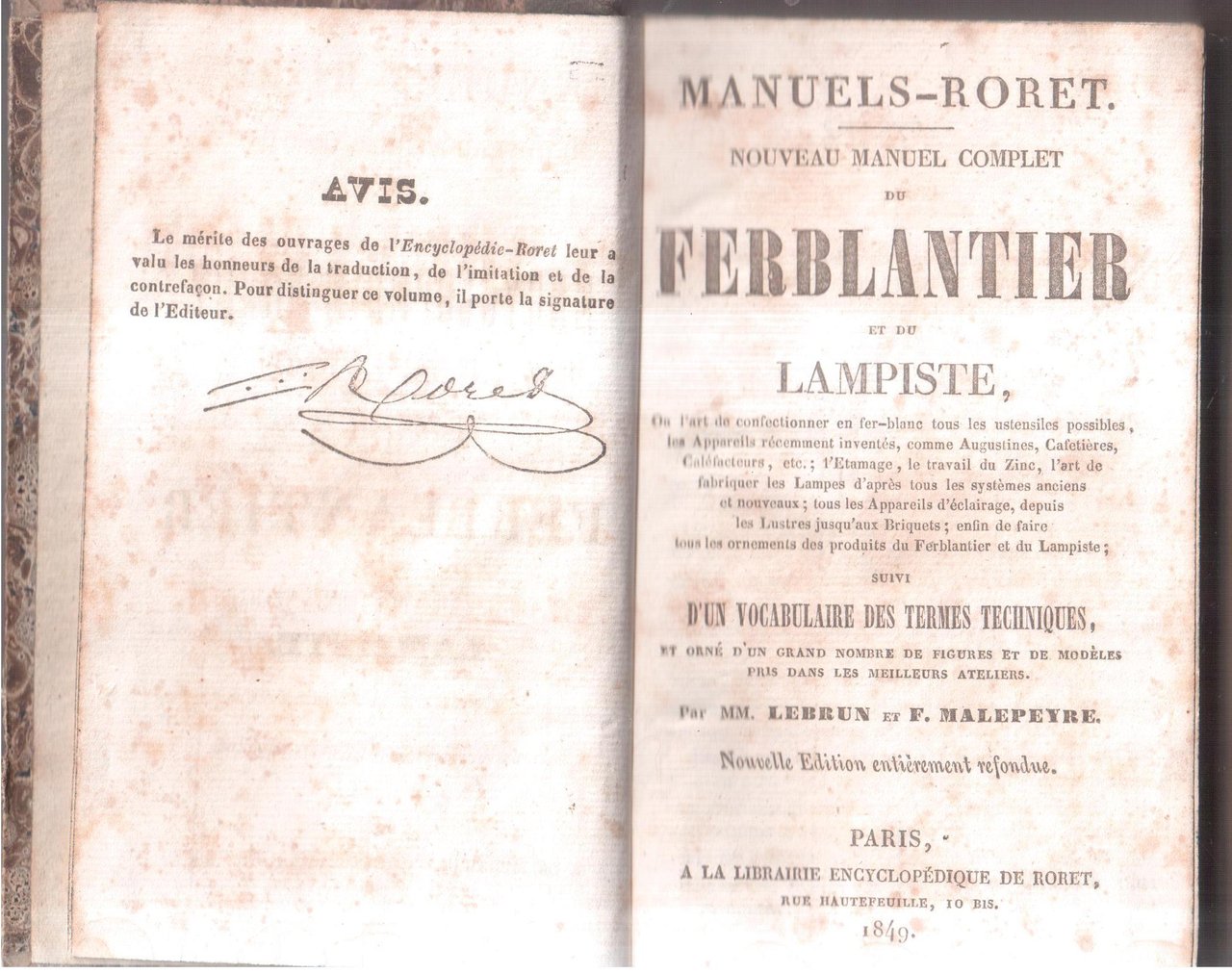 Nouveau manuel complet di Ferblantier et du Lampiste- Manuels-Roret | Immagine principale